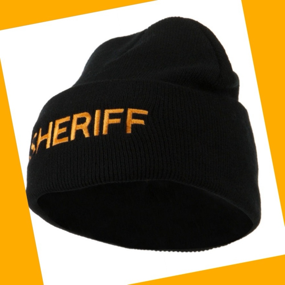 SHERIFF- Military Orange Embroidered Beanie